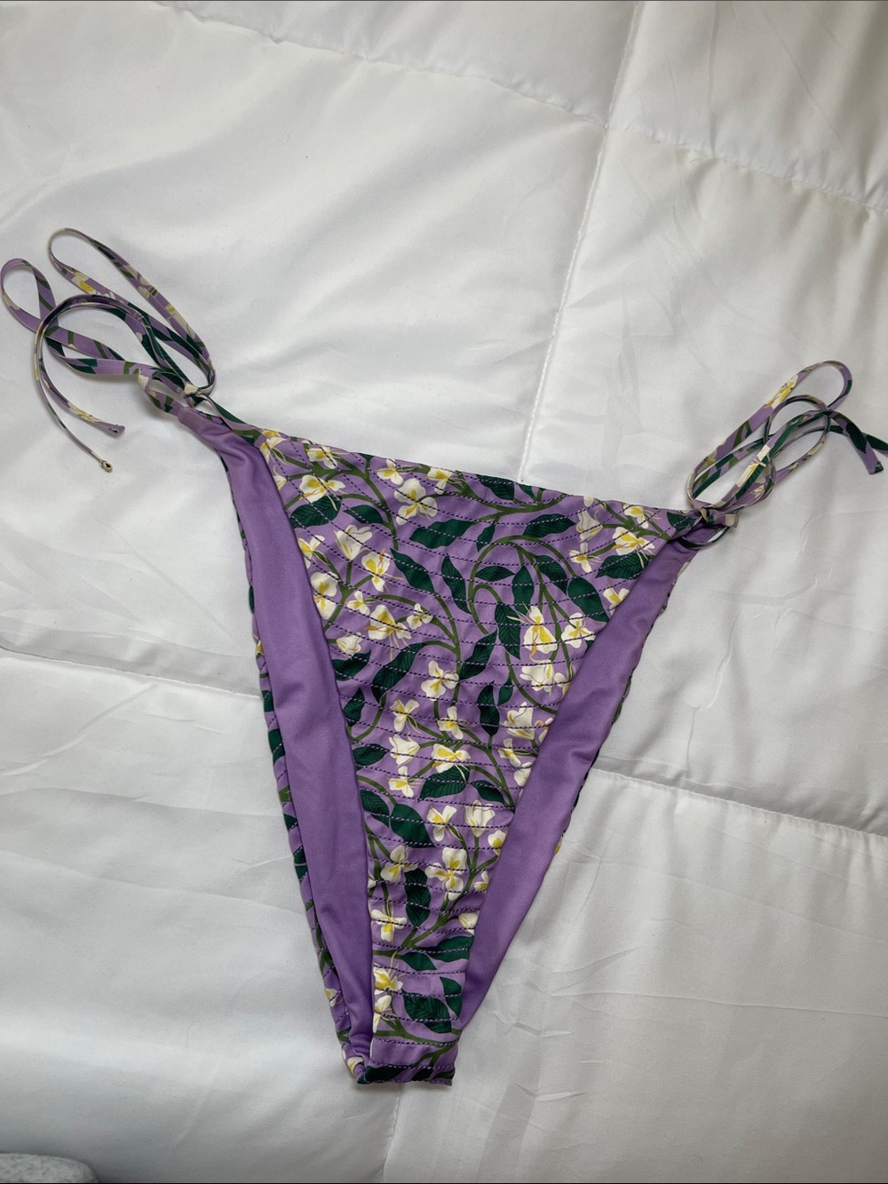 Agua by Agua Bendita Lavender Floral Tie-Side Bikini Bottom